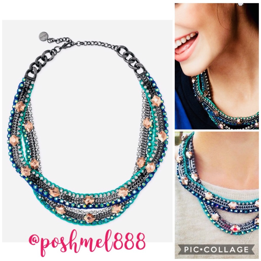 Stella & Dot | Retired🦚🌸💙Rose Gold + Hematite Mercury Statement Necklace
